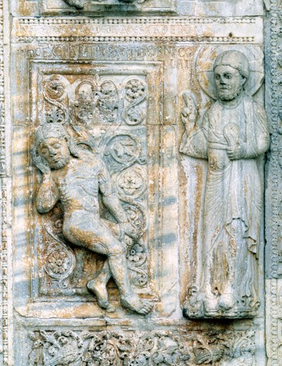 Die Geschichte von Adam und Eva, von der Südseite der Westvorhalle (Detail) von Nicholaus
